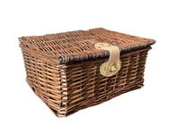 Picnic Hamper Basket With Lid Latch No Lining Oak,Small 30 x 23 x 13 cm