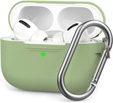 AHASTYLE Coque en Silicone pour Airpods Pro Anti-Rayures Étui de Protection Compatible avec Airpods Pro 2019 [LED Frontale Visible] Housse pour Apple AirPods Pro (avec Mousqueton, Avocado Green)