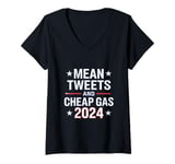 Womens Tweets and Gas Prices The 2024 Campaign in Review V-Neck T-Shirt