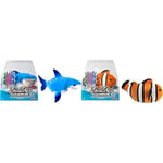 LANSAY ZHU ZHU Aquarium - Lot de 2 Poissons : 1 Martin Le Requin + 1 Moon Le Poisson Clown - Mini Univers - Animal Interactif - Dès 4 Ans