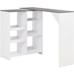 Table de bar avec tablette amovible Blanc 138x39x110 cm The Living Store Blanc