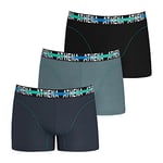 Athena Lot de 3 Boxers Homme Endurance 24h-Traitement Anti-Bactérien, Coupe Sport, Triple Couture, Doublure à l’Avant-Oeko-TEX sous-vêtement, Gris/Jean/Noir