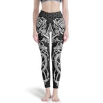 Banniyouall Pantalon de yoga taille haute Viking Ravens - Pour femme - Pour la gym, la course à pied - Blanc - Taille S