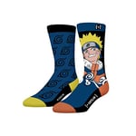 Chaussette Homme Naruto Coton, 1 Paire de Chaussettes Fantaisie Homme, Originale et Édition Limitée, Bleu, Orange, Jaune, Noir, Taille 39/42