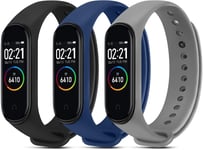 3 Pack Bracelet Pour Xiaomi Mi Band 4/ Xiaomi Mi Band 3 Pour Femme Et Homme,Bracelet Soft Silicone Souple Respirant Coloré Pour Xiaomi Mi Band 4/ Mi Band 3 (Noir/Bleu Marine/Gris-)[Dzb131991]