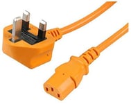 LILMACC® 2M Power Mains Kettle Cable UK 3 Pin IEC C13 Monitor PC Screen Printer Lead - 2 Metre Orange