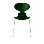 Fritz Hansen - 3101 Myran 4 ben, Färgad Ask, Evergreen, Underrede Förkromat Stål - Matstolar - designer_arne_jacobsen - Grön - Metall/Trä