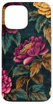 Coque pour iPhone 13 Pro Max Fleurs de style japonais rose foncé et jaune