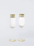 John Lewis Striped Champagne Glass Flute, Set of 2, 210ml, Gold