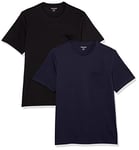 Amazon Essentials Men's T-Shirt Regular-Fit Short-Sleeve Crewneck Pocket, Pack of 2, Black/Navy, XS