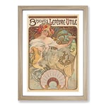 Big Box Art Biscuits Lefevre by Alphonse Mucha Framed Wall Art Picture Print Ready to Hang, Oak A2 (62 x 45 cm)