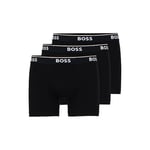 BOSS Men's Power 3-Pack Bold Logo Boxer Briefs, Black, L (Pack of 3)
