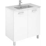 Ensemble meuble SAPHIR SLIM (80 cm) - Modèle en 2 PORTES - 1 vasque - Lg 80 cm - Finition : Blanc