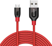 Anker Powerline+ Micro Usb Cable With Double Nylon Weave Casing, Red, 3 Metres