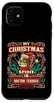 iPhone 11 Boston Terrier My Christmas Spirit Dog Santa Claus X-Mas Case