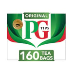 PG Tips Original, Black Tea Bags Bulk, Refreshing, Flavourful & Full-Bodied, Perfect Flavour Release, 160 Plant Based Biodegradable Teabags