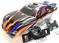 Traxxas Rustler XL-5 VXL 1/10 Truck Body Shell Orange & Blue Clipless + Mounts