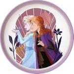 Assiette plate en plastique blanc et lilas Disney Frozen Elsa Anna pour fille avec base antidérapante