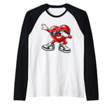 Funny Dabbing Heart Valentine Mens Kids Retro Valentines Day Raglan Baseball Tee