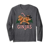 Funny Ginjas Gingerbread Cookie Ninjas Ugly Christmas Pajama Long Sleeve T-Shirt