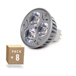 Pack de 8 Ampoules led GU5.3 6W 515Lm 3000ºK 40 000H [CA-MR16-9W-WW-PK8-AP]