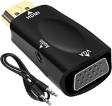 HDMI to VGA Adapter 1080p HDMI Male to VGA Female Adapter & 3m 3.5mm Audio Cable