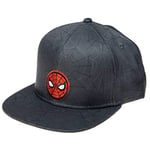 Marvel Comics Mens Spiderman Character Costume Embroidered/Printed Snapback Flatbrim Baseball Cap Hat, Black Spiderman, One Size