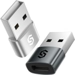 Syncwire USB-C to USB-A Adapter (2 Pack), Type C (Female) to USB (Male) Adapter, USB A Converter Compatible with iPhone 11 12 Mini Pro Max,Airpods iPad 8 Air 4,S21 S20,Note 10 PC Laptop