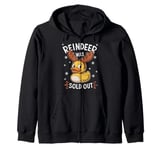 Reindeer Christmas Xmas Duck with Reindeer Antlers Zip Hoodie