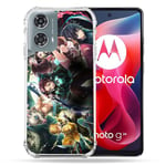 Cokitec Coque Renforcée pour Motorola G24 4G Manga Demon Slayer Groupe