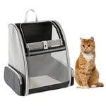 YUOCT Travel Fat Cat Backpack Carrier, Full Ventilation Pet Carrier Backpack for Cats and Puppy, Airline Approved Cat Carrying Backpack for Travel and Hiking(Black)