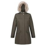 Regatta Serleena II Veste à capuche Femme Imperméable et isolante avec Coutures cousues-collées et poche de sécurité Jackets Waterproof Insulated Femme Dark Khaki FR: 5XL (Taille Fabricant: 26)