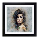 Amy Winehouse Conceptual Art Framed Wall Art Print, Ready to Hang Picture for Living Room Bedroom Home Office, Black 18 x 18 Inch (45 x 45 cm)