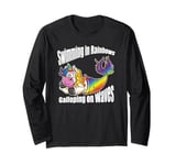 Swimming in Rainbows Galloping on Waves Mystic Hybrid Long Sleeve T-Shirt