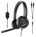 Speedlink METIS Casque stéréo - Casque léger Filaire avec Microphone et télécommande Filaire, Bureau et télétravail, Prise Jack de 3,5 mm avec Adaptateur Y, Sac de Rangement, Noir