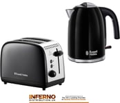 Russell Hobbs Colour Plus Stainless Kettle And Matching Toaster Set In Black