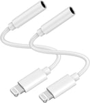 2 Pack Adaptateur Pour Iphone Jack[Certifie Mfi]Lightning Vers Jack 3,5mm Adaptateur Ecouteur Pour Iphone Aux Audio Cable Jack Casque Dongle Accessoires Pour Iphone 14/13/12/11/Xs/Xr/X/8/8/Plus/7