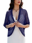 Gyabnw Femme Tricot Gilet Court Veste Chic Elégante Cardigan Manches 3/4 Courte pour Robe T Shirt