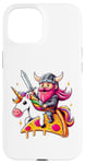 Coque pour iPhone 15 Viking Et Licorne Sur Pizza Garçons Filles Hommes Femmes Enfants Adultes