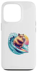 Coque pour iPhone 13 Pro Capybara Planche de surf pour homme, femme, enfant