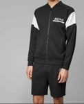 New Hugo Boss men black white pique sports tracksuit sweatshirt top jacket Small