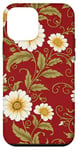 Coque pour iPhone 12 mini Fleurs blanches sur rouge foncé vintage art