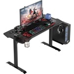 Dolaso - Bureau Gaming 139cm Bureau Gamer Ergonomique Table d'Ordinateur pour Bureau Domicile avec Support Crochet Porte-Gobelet Tapis de Souris Noir