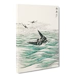 Riu Kiu House Swallows By Numata Kashu Asian Japanese Canvas Wall Art Print Ready to Hang, Framed Picture for Living Room Bedroom Home Office Décor, 20x14 Inch (50x35 cm)