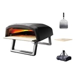 MasterPro - Gas Pizza Oven - Carbon Steel Portable Outdoor Pizza Maker - Includes Stone Pizza Tray, Pizza Peeler and Weatherproof Carry Bag - 12 Inch, Matt Black