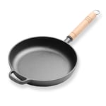 SOGA 25cm Round Cast Iron Frying Pan Skillet Steak Sizzle Platter with Helper Handle - Frying Pans - ZPai018A