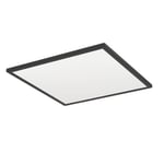 Eglo Plafonnier LED en saillie Rovito, lampe de plafond ronde avec télécommande, éclairage pour salle de bains, plastique noir et blanc, blanc chaud - froid, IP44, 50x50 cm