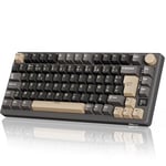 RK ROYAL KLUDGE M75 Clavier Mécanique sans Fil, Azerty BT5.0/2.4G/USB-C Compact 75% Clavier Gamer Mécanique avec écran Intelligent OLED et Bouton Rétroéclairage RVB, Interrupteur Marron, Grey