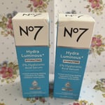 No 7 Hydra Luminous Hydrating Hyaluronic Acid Serum 30ml Brand New . X 2