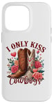 Coque pour iPhone 14 Pro Max I Only Kiss Cowboys Tee Bottes de cowboy western Saint-Valentin